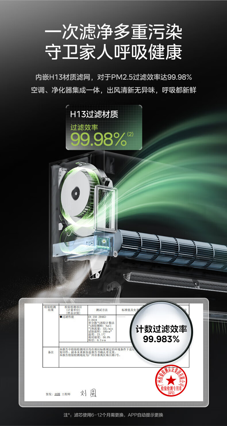 Midea新风空调升级款 1.5匹 焕新风 新一级智能挂机变频冷暖壁挂式 KFR-35GW/N8MKA1A