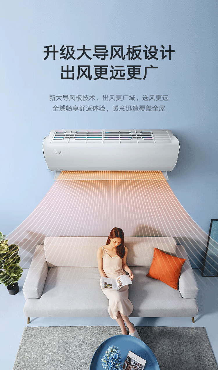 Midea空调挂机 新一级能效 智能变频冷暖 防直吹壁挂式空调  1.5匹 风酷大风口KFR-35GW/N8XHC1