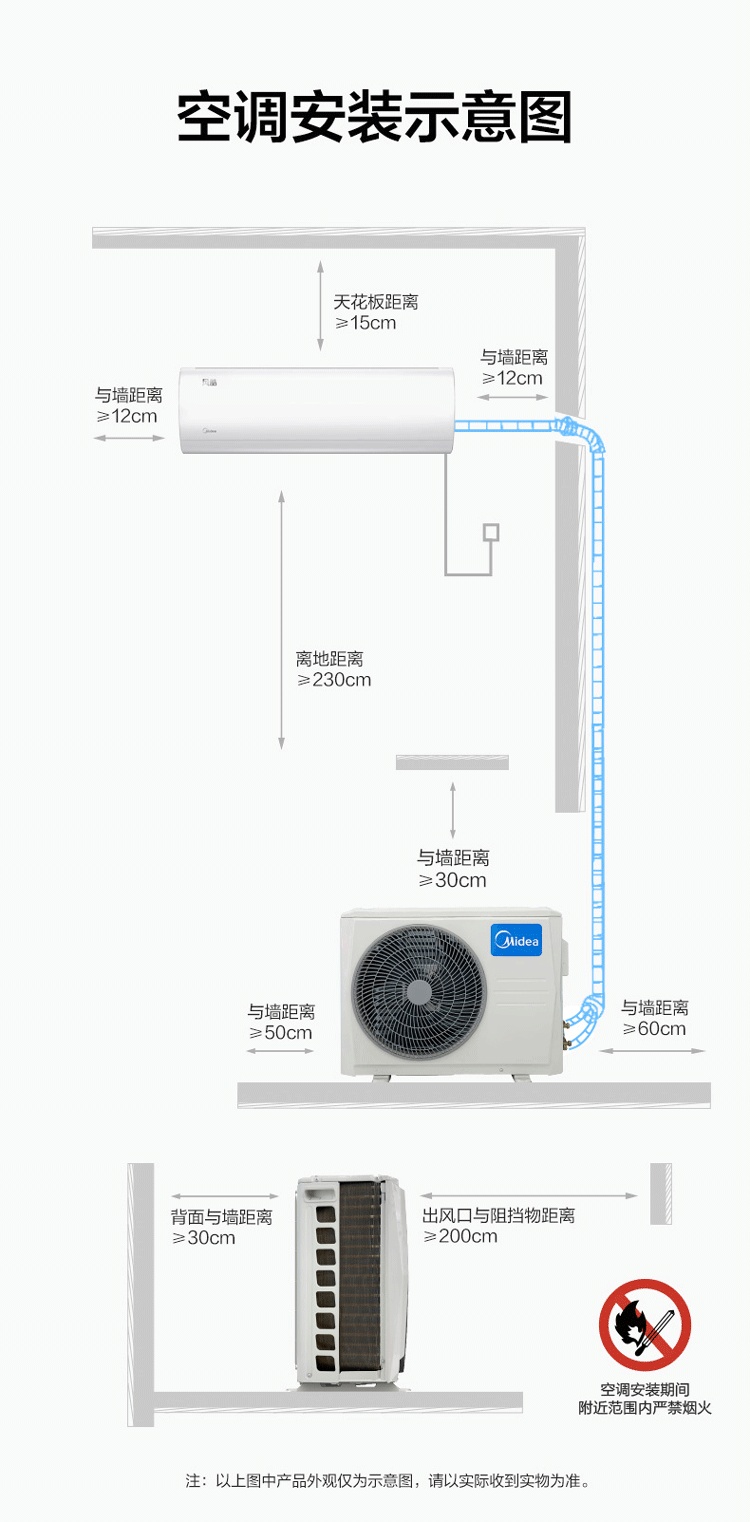 Midea空调挂机 新一级能效 智能变频冷暖 防直吹壁挂式空调  1.5匹 风酷大风口KFR-35GW/N8XHC1