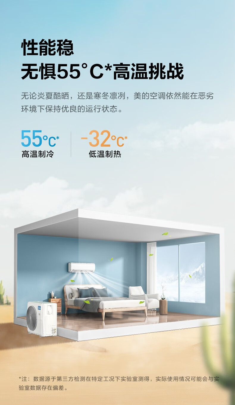 Midea空调挂机 新一级能效 智能变频冷暖 防直吹壁挂式空调  1.5匹 风酷大风口KFR-35GW/N8XHC1