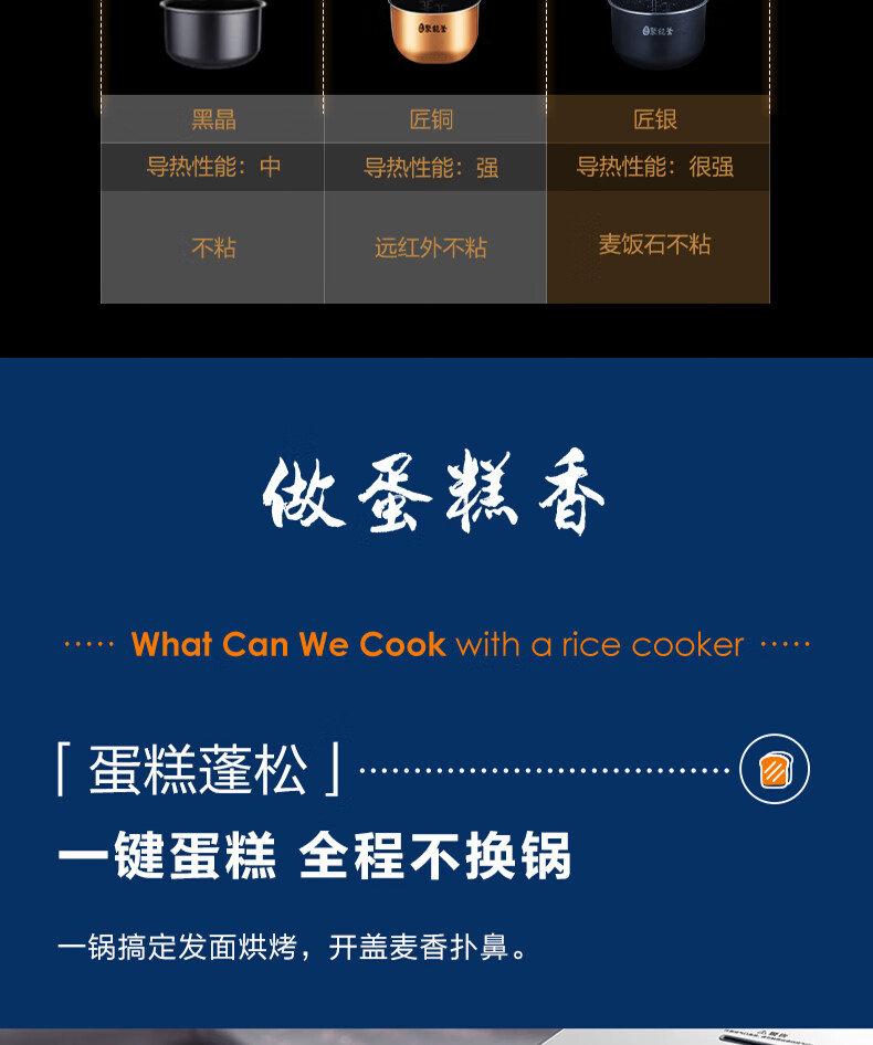 美的（Midea）智能电饭煲电饭锅家用4L聚能釜烘焙卤炖多功能蒸米饭锅FB40Q1-513J