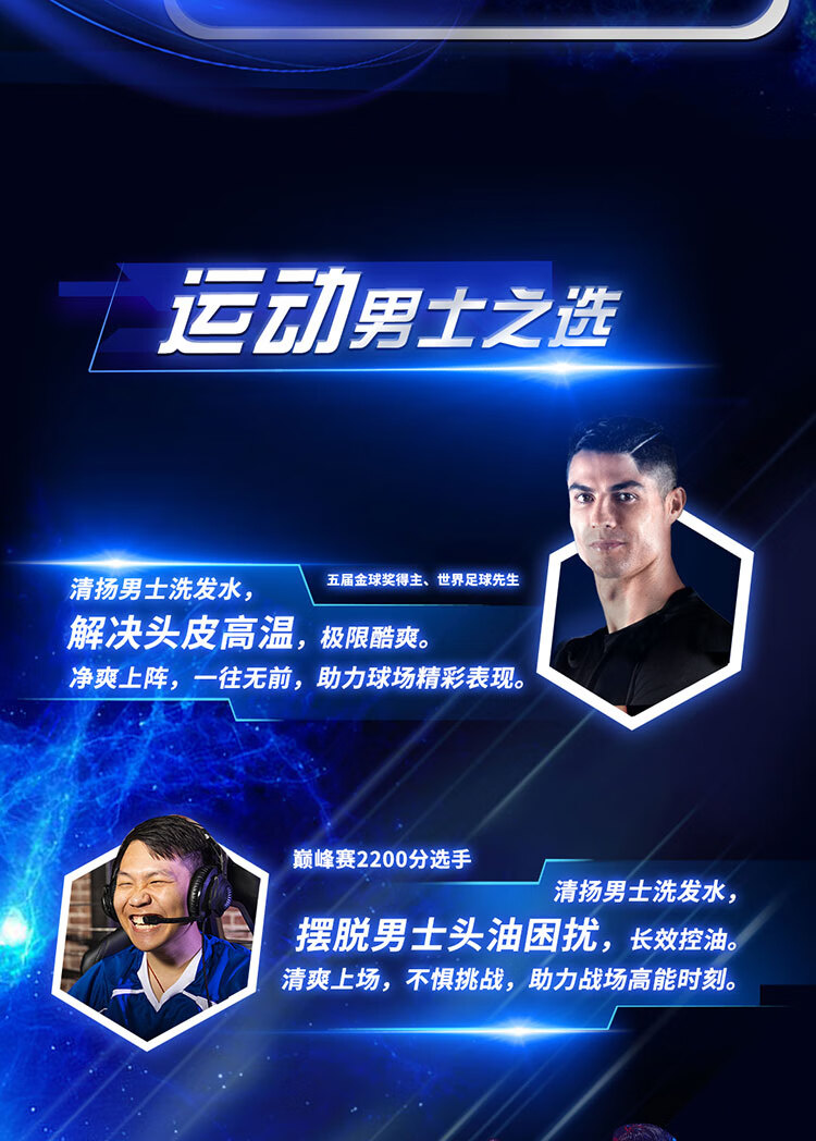 清扬男士去屑洗发露活力运动薄荷型蓝瓶720*2+100*2g新老包装随机发货