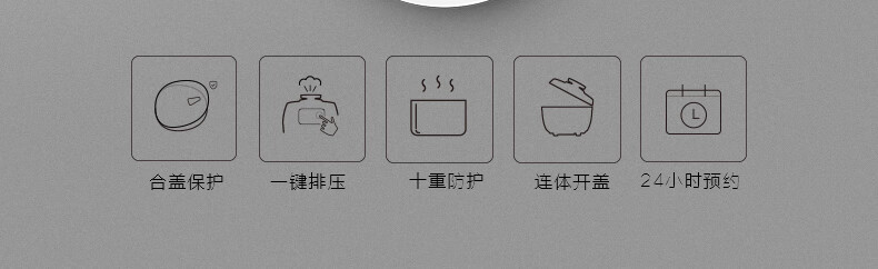 美的（Midea）电压力锅 高压锅 家用5L大容量多功能智能压力锅电饭煲 高压电饭锅 双胆5L-YL50Simple101