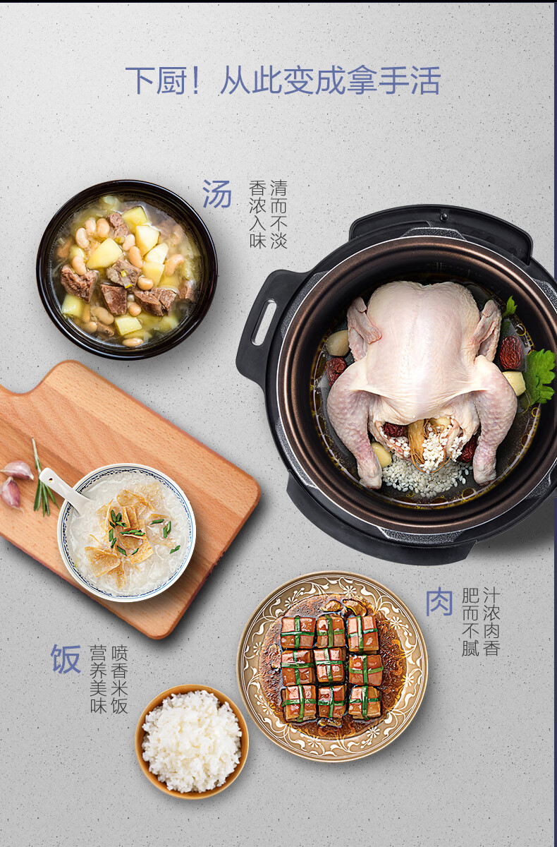 美的（Midea）电压力锅双胆家用智能预约电高压饭煲4-8人电饭锅 MY-YL50Simple107