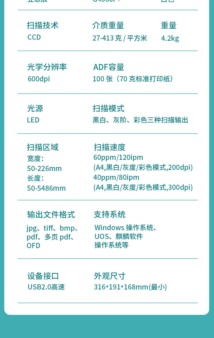 立思辰（LANXUM）自动进纸、自动双面扫描仪G4060F+ A4幅面、彩色馈纸式扫描仪