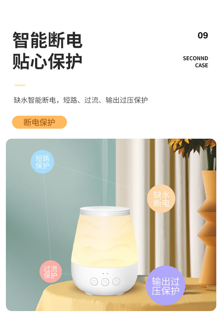 Midea加湿器夜光灯便携式雾化香薰灯氛围照明节日创意礼品 美悠W703（不含香薰）MTD3.8-M/K-04