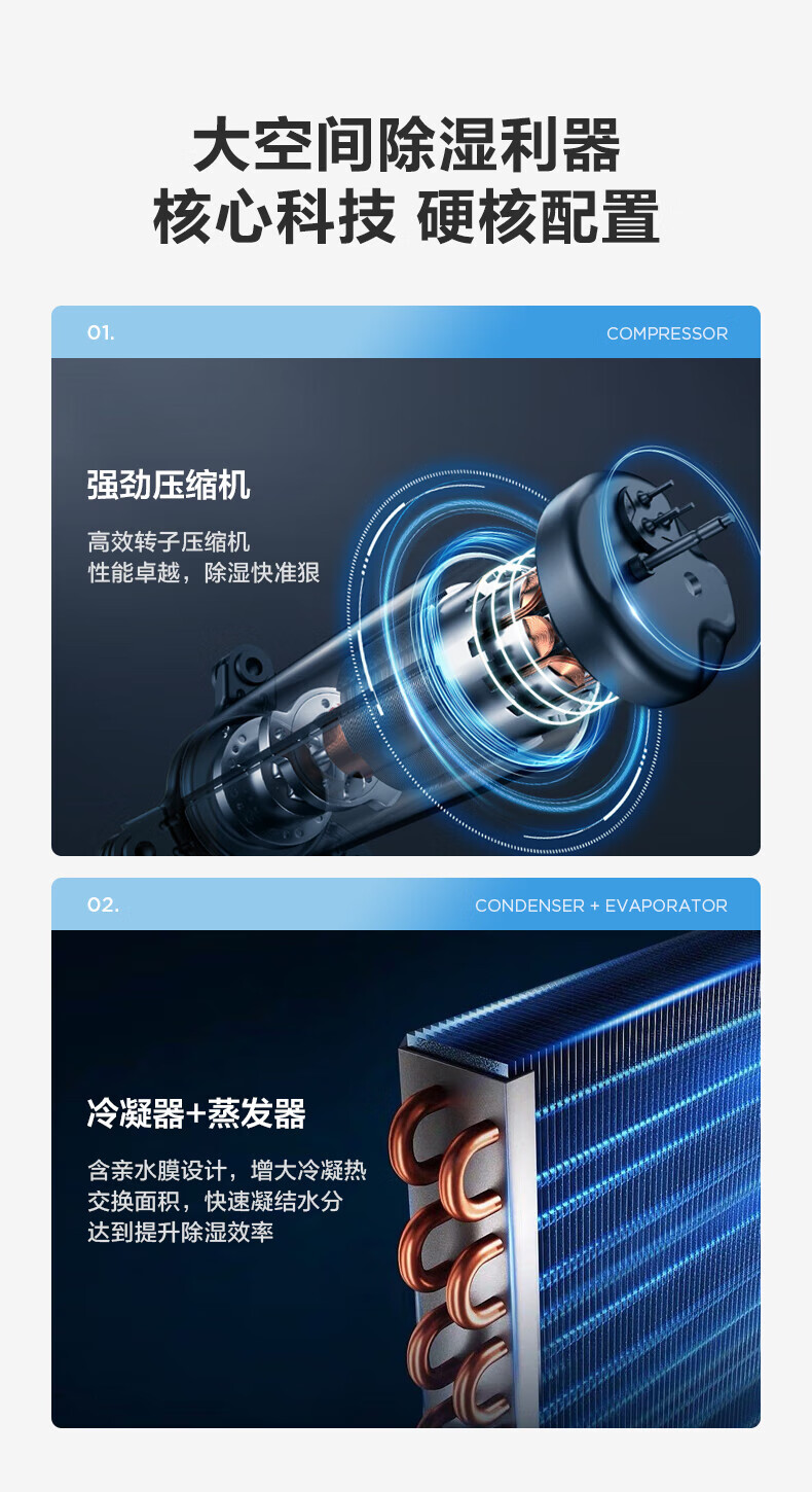 Midea除湿机/抽湿机 除湿量70升/天工厂仓库地下室水泵排水工业吸湿器CF70BD/N8-DL1