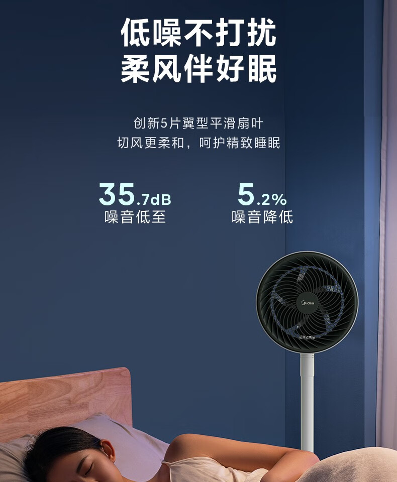 Midea空气循环扇电风扇家用台地两用柔风大风量卧室节能广角摇头电扇桌面台扇循环风扇 FGA20VB