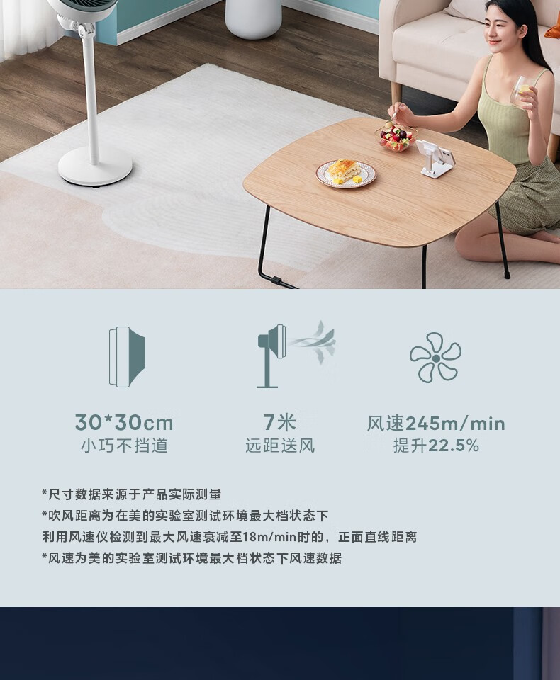Midea空气循环扇电风扇家用台地两用柔风大风量卧室节能广角摇头电扇桌面台扇循环风扇 FGA20VB
