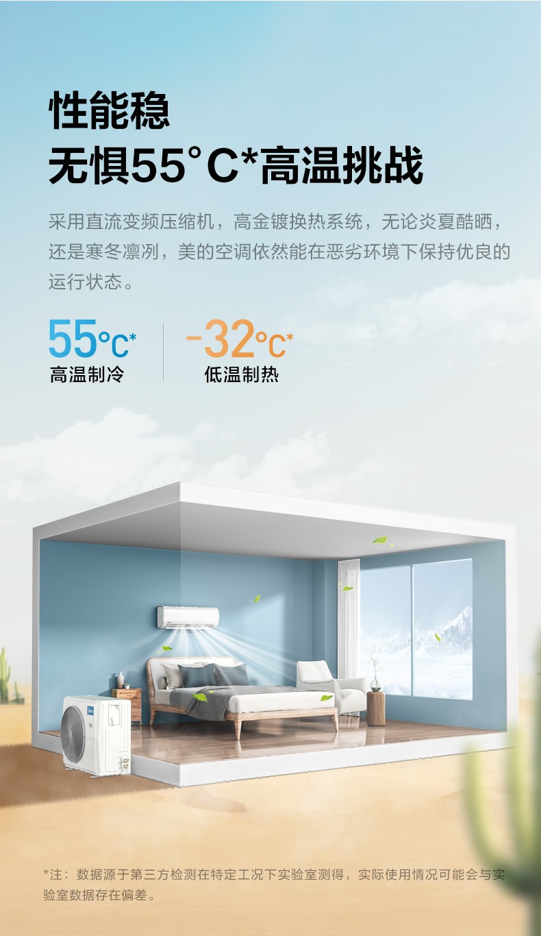 Midea美的1.5匹 冷静星 新三级能效 变频冷暖 壁挂式空调挂机 智能自清洁 KFR-35GW/BDN8Y-PH400(3)A