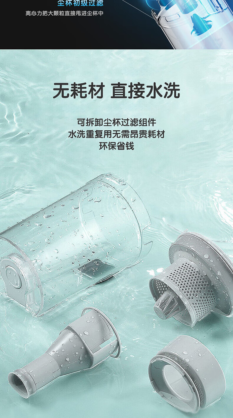 Midea吸尘器 有线家用随手吸尘器 手持式大功率 强劲大吸力吸尘器D1-Lady 淡雅绿（升级款）