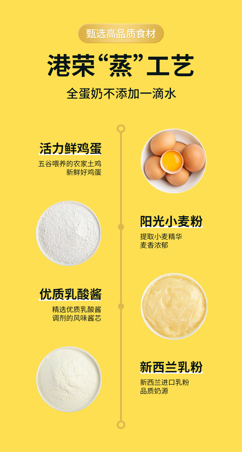 港荣 蒸蛋糕 乳酸菌小口袋面包 早餐夹心面包吐司休闲零食 450g整箱