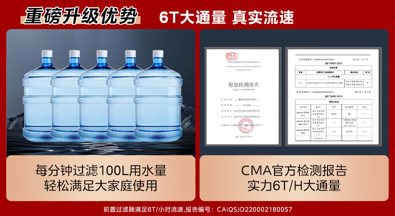 Midea前置过滤器升级顶配6T大通量终身免换芯集成冲洗净水器全屋净饮家用集成冲洗QZBW20S-48