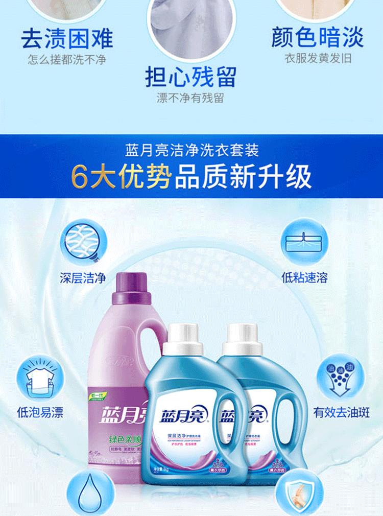 蓝月亮洗衣液衣物护理组合 薰洁净1kg*2+薰衣草柔顺剂2kg