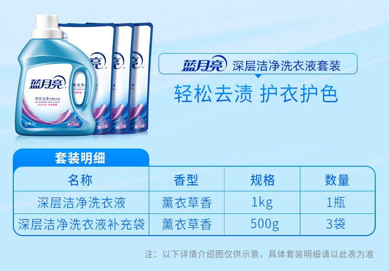 蓝月亮洗衣液洁净薰3kg*2+洁净薰袋500g*4