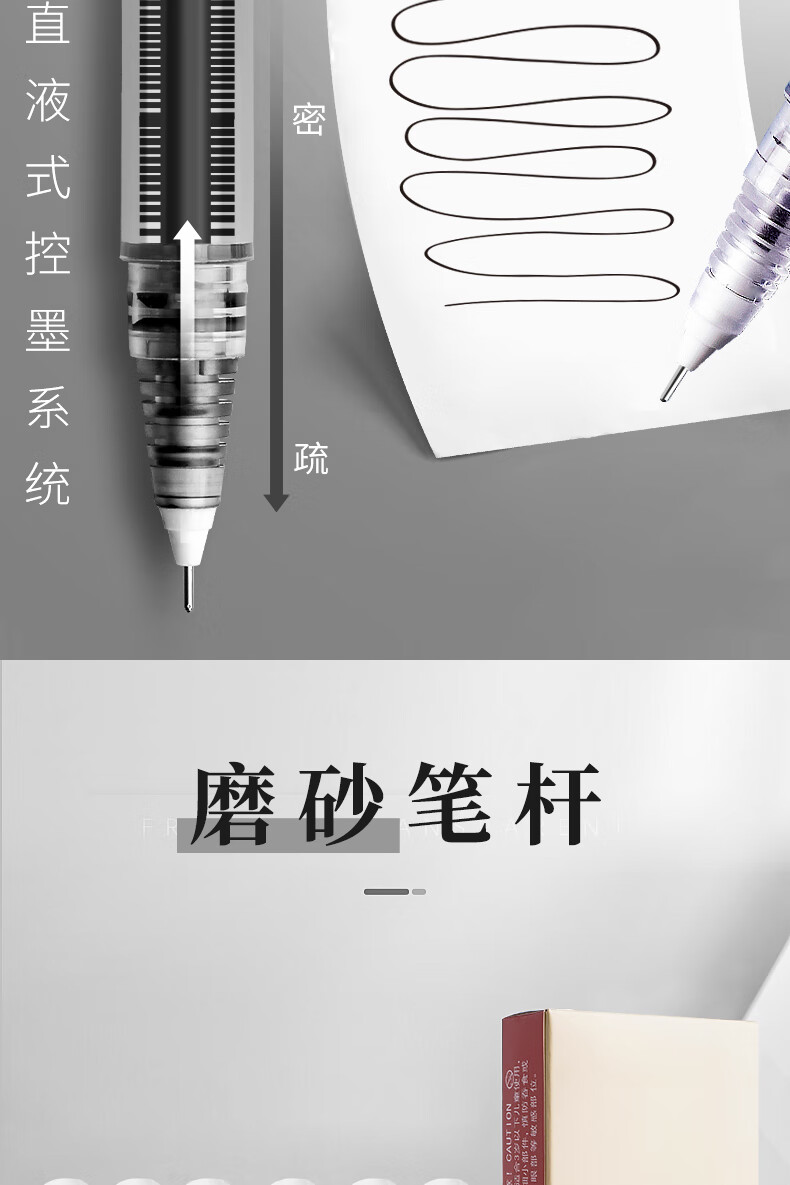 白雪(snowhite)直液笔0.5mm 速干中性笔 水笔签字笔巨能写全针管走珠笔学生考试 黑色 12支/盒T16