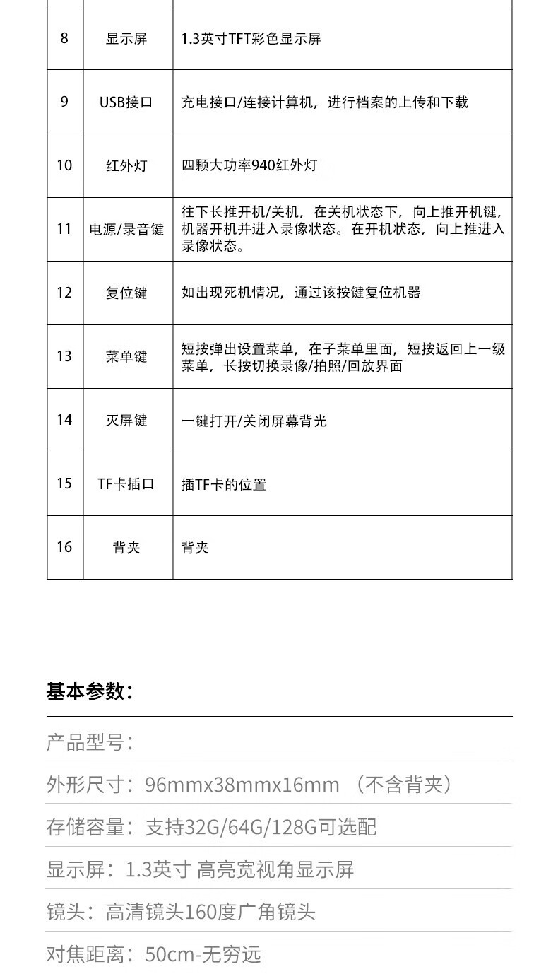aigo（爱国者）DSJ-S11行车记录仪 录音笔高清胸前佩戴便携小型行车工作摄像器仪夜视无损录音笔 黑色 32G