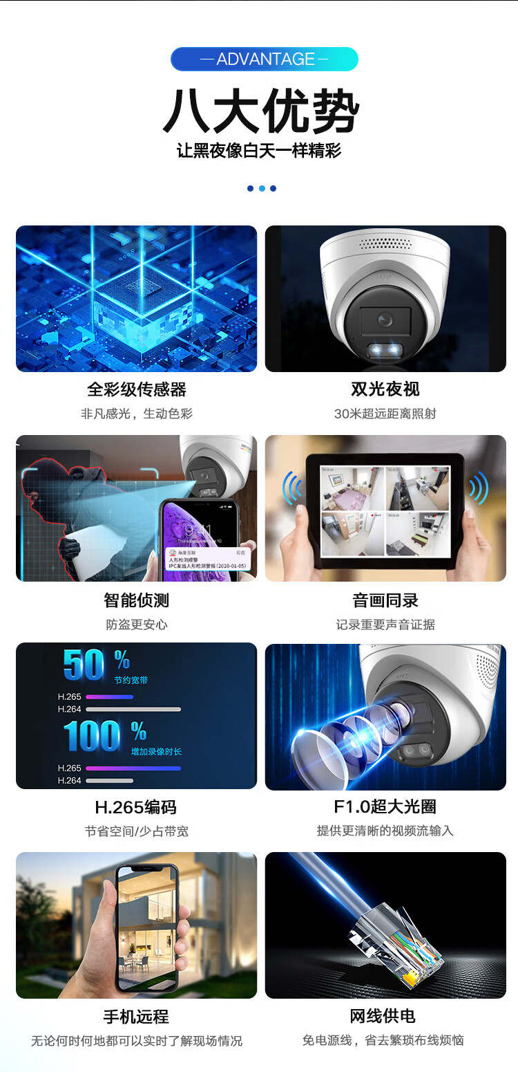海康威视 HIKVISION 监控摄像头室外智能警戒人车分类400万高清可拾音全彩夜视POE网线供电 3346WDA4-L 6MM