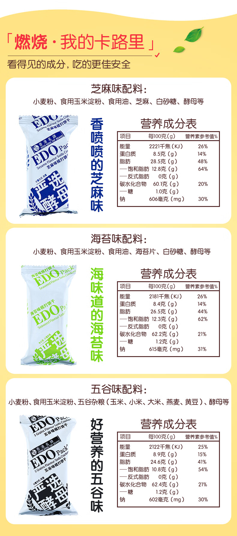 EDO Pack五谷苏打饼2.5KG/箱