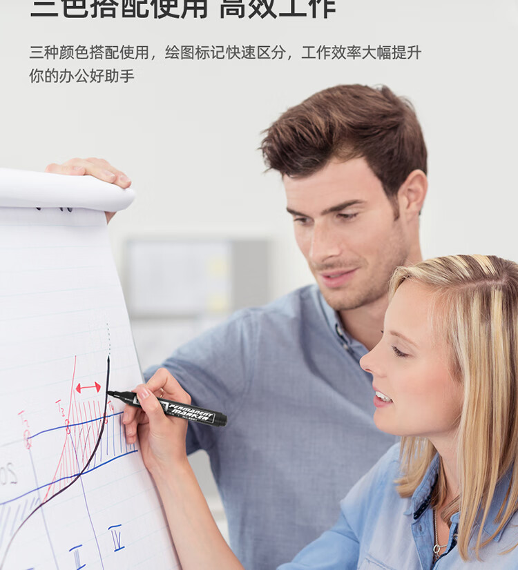 得力（deli）大头/大双头记号笔 粗 防水快干 马克笔 速干防水型大头仓库用红色记号笔 40支【6881】装