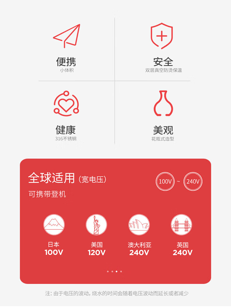 morphy richards摩飞电水壶烧水壶便携式家用旅行电热水壶养生冲奶办公室保温热水壶 MR6080 陶瓷白