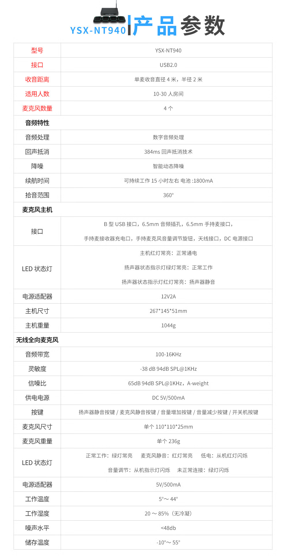 易视讯 USB视频会议全向麦克风/降噪消回音系统设备YSX-NT940