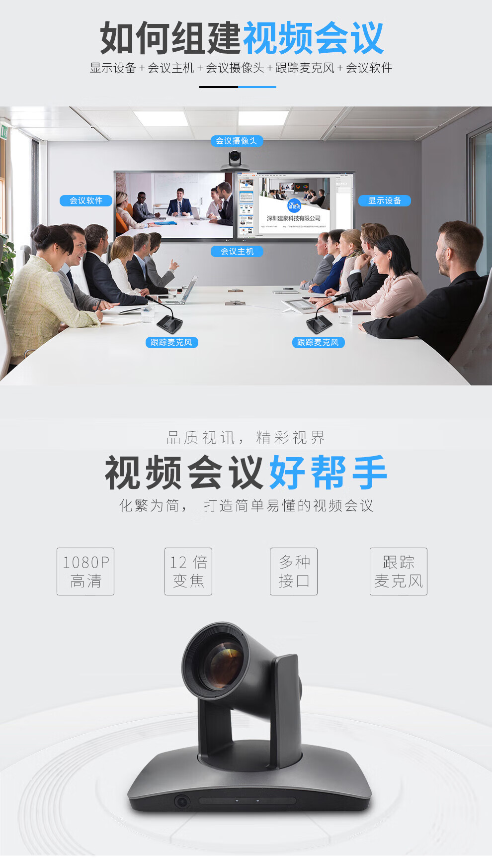 易视讯视频会议/12倍光学变焦1080P高品质成像清晰摄像头YSX-GT12HW