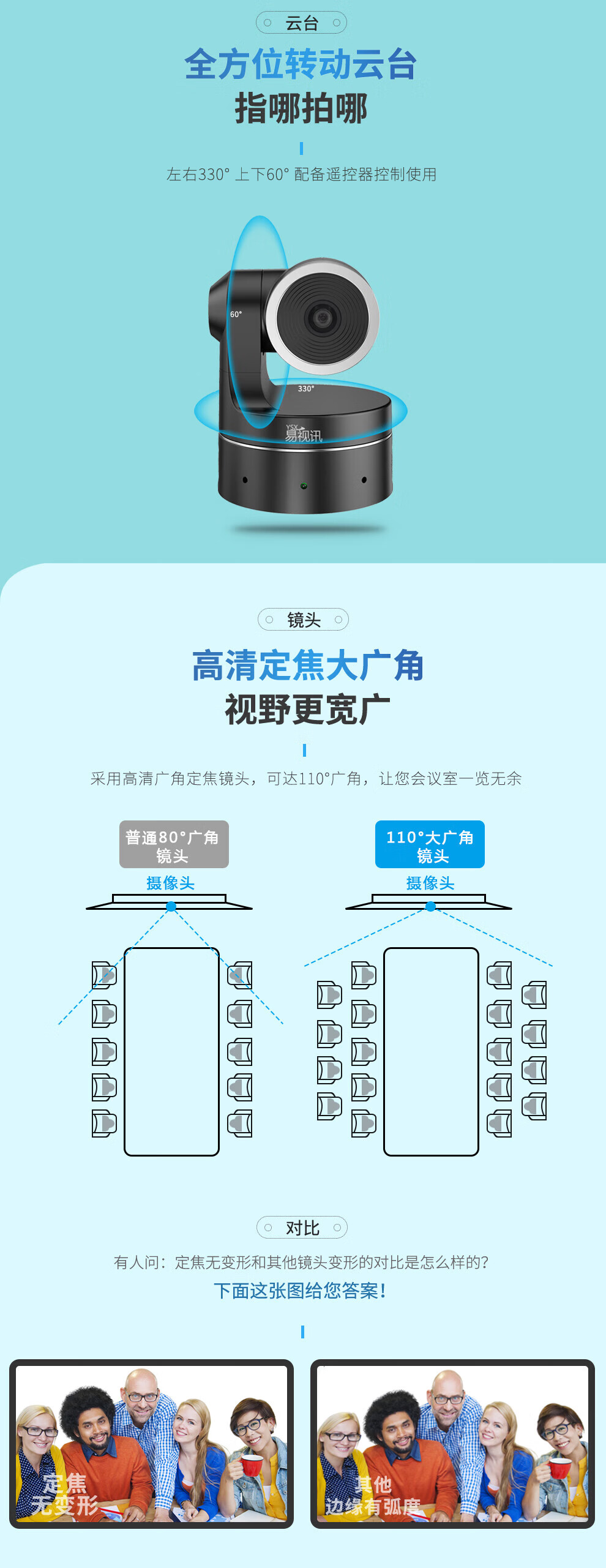 易视讯 高清视频会议摄像头GT-C8 大广角/USB免驱录播直播课教育医学商务会议系统设备机