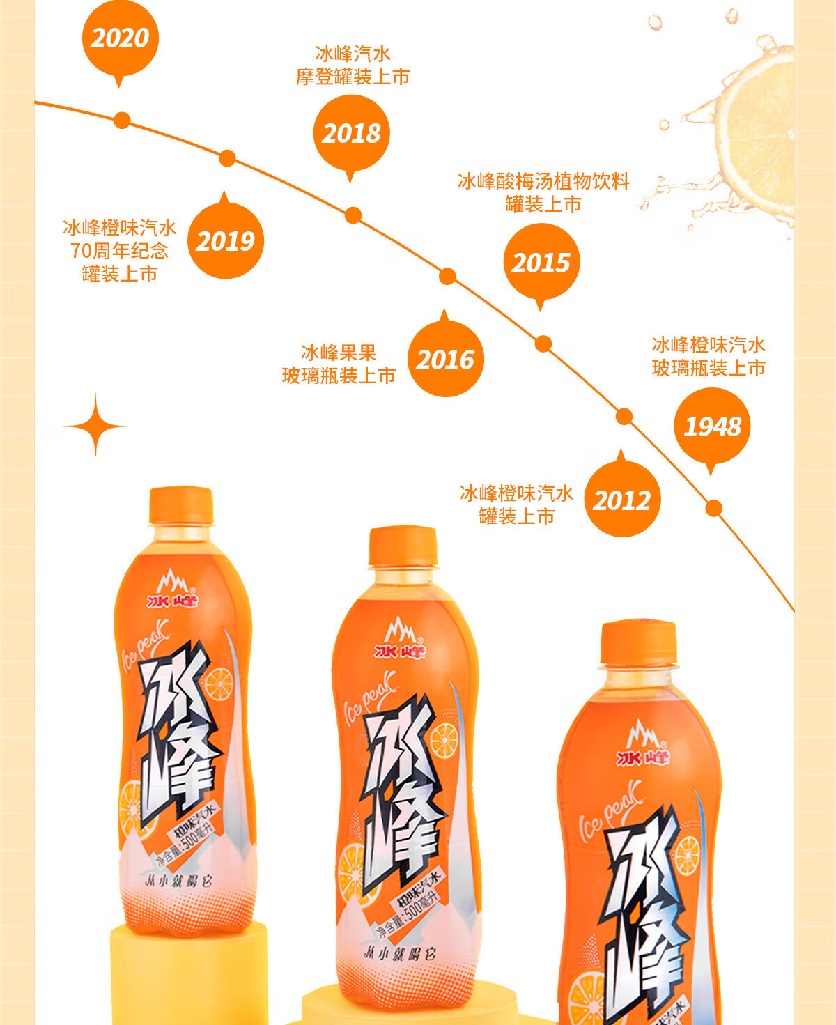 冰峰 橙味汽水500ml*15瓶碳酸饮料（新老包装随机发货）
