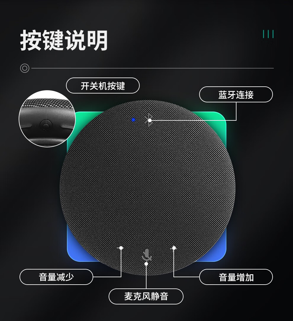 海康威视 HIKVISION 全向麦克风视频会议USB免驱有线连接3米拾音360°扬声器 DS-65VA300U(国内标配)