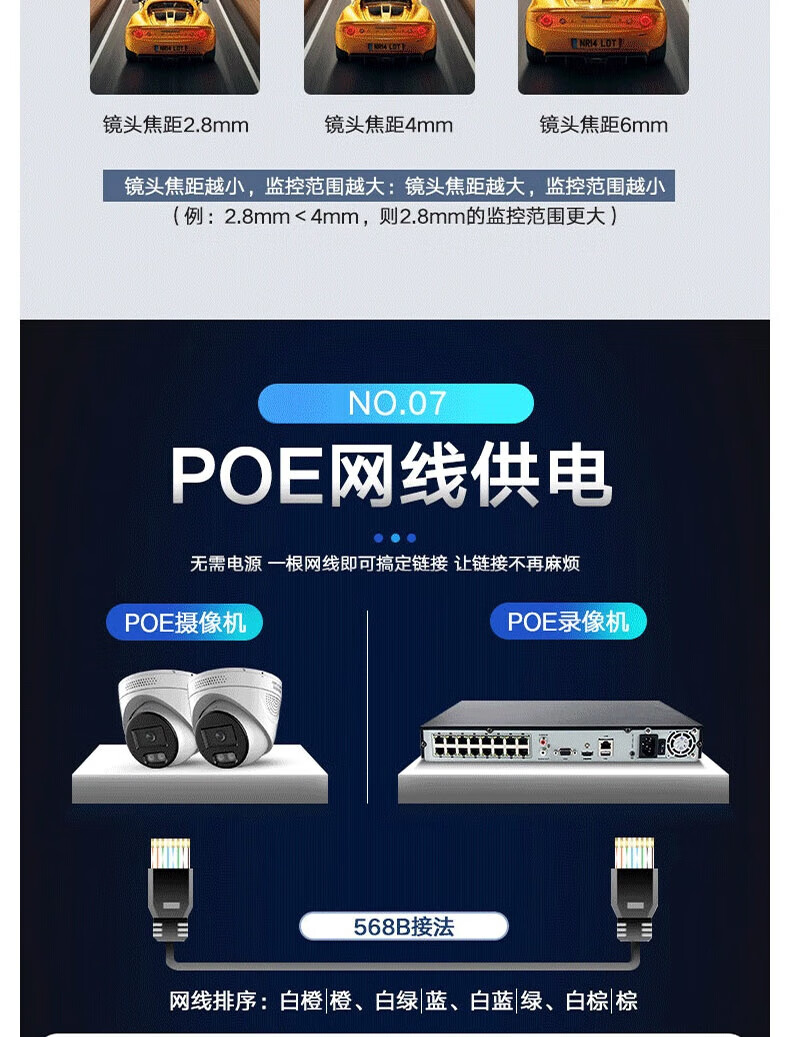海康威视 HIKVISION  poe网络半球摄像机白光全彩夜视侦测联动声音报警 400万POE版DS-2CD3346WDA4-L 4m