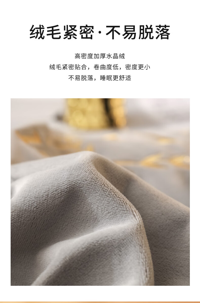 皮尔卡丹 刺绣款水晶绒保暖四件套 双面牛奶绒 1.5/1.8米床星辰银 D2013