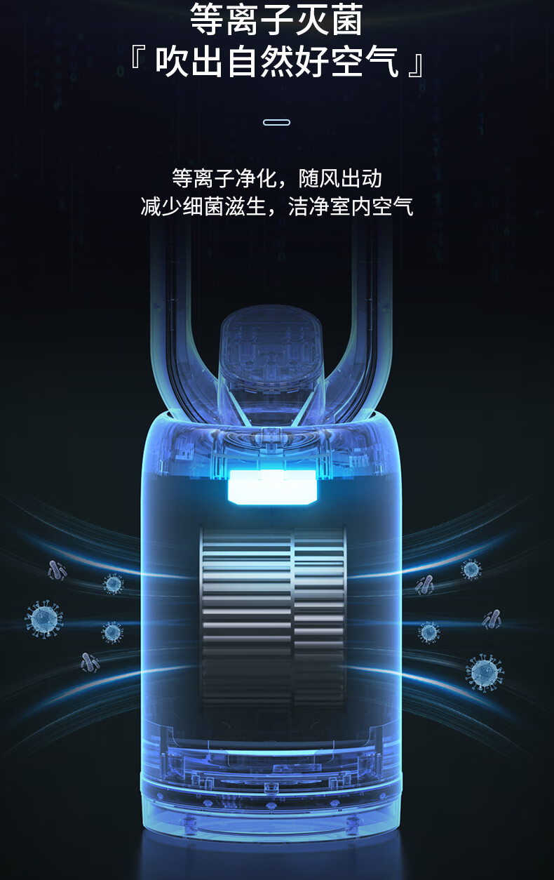 海尔（Haier）无叶风扇家用等离子杀菌遥控定时直流变频风扇 HFW-Y09