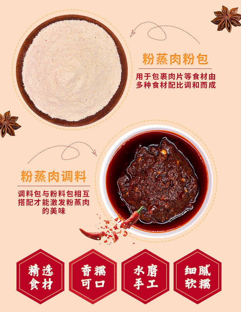 桥头粉蒸排骨粉蒸牛羊肉调料 桥头粉蒸肉调料香辣味220g*5袋