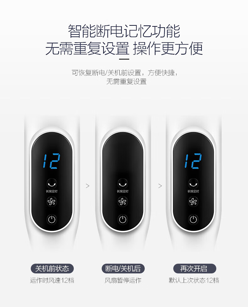 美的（Midea）落地扇遥控台式电风扇摇头 家用变频台扇 白色 FS40-18AR