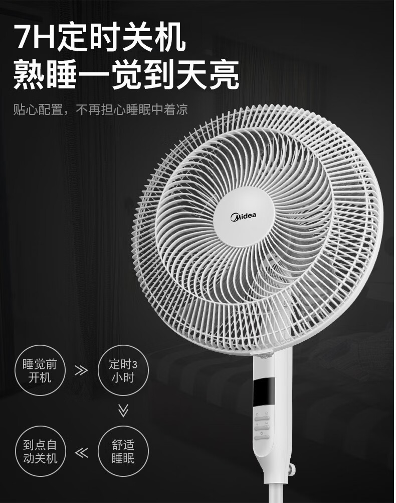美的（Midea）  FSA40XDR电风扇轻音 家用落地扇遥控定时摇头扇卧室餐厅立式扇 超远劲风 FS40-13GR