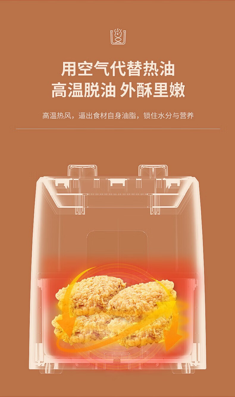 康佳（KONKA）空气炸锅家用无油热风烤3.5L大容量易清洁不粘涂层 KKZG-3508-R