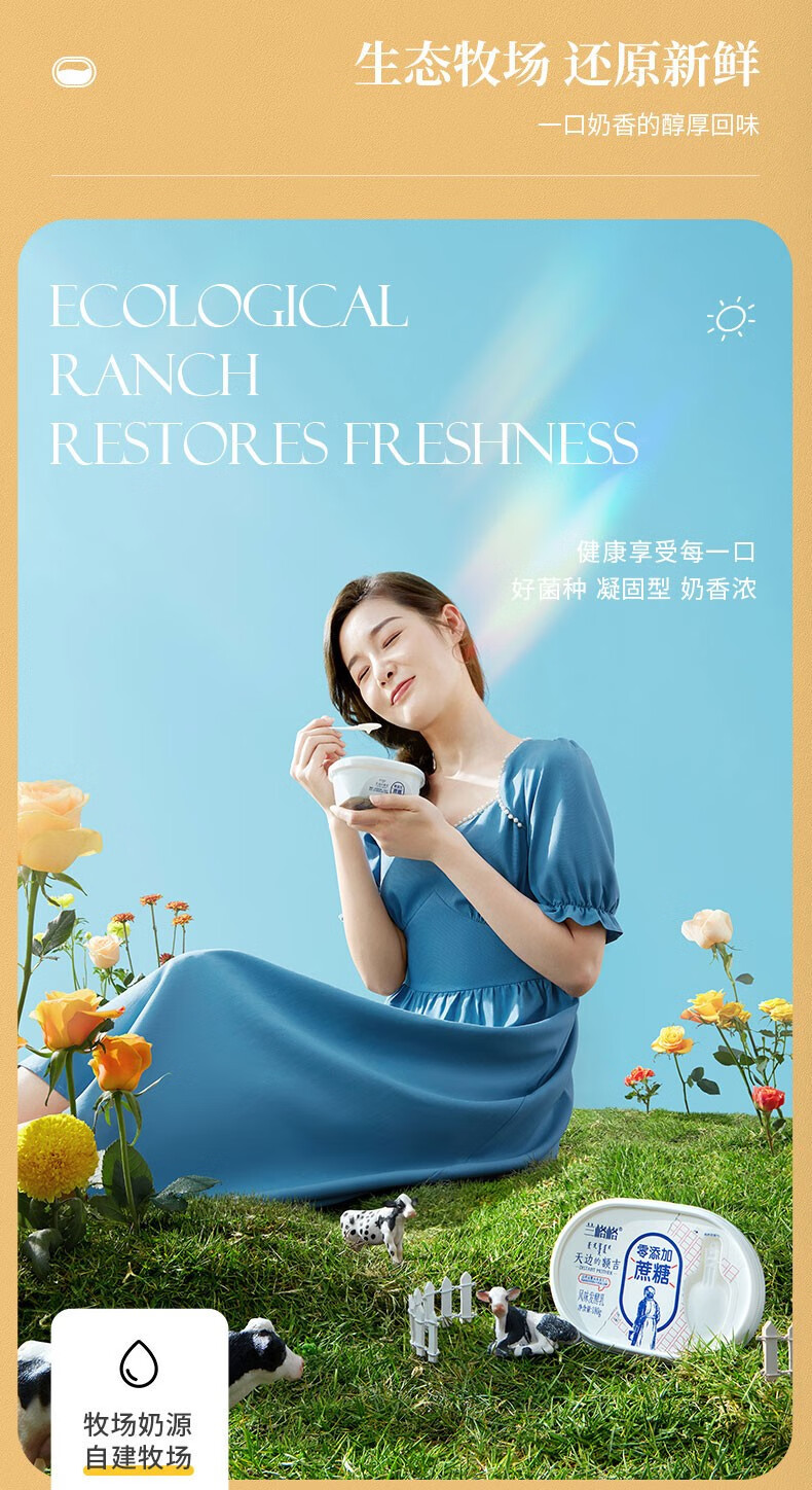 兰格格 低温原味酸奶400g*2+无糖酸奶400g*2（赠谷物包4袋+蜂蜜2包）