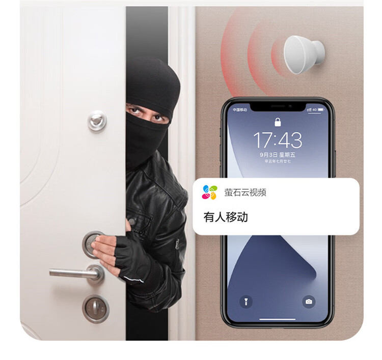 萤石（EZVIZ）智能家居系统传感套装CS-B1智能网关+智能按钮+智能门窗传感器+人体移动传感器 支持ZigBee