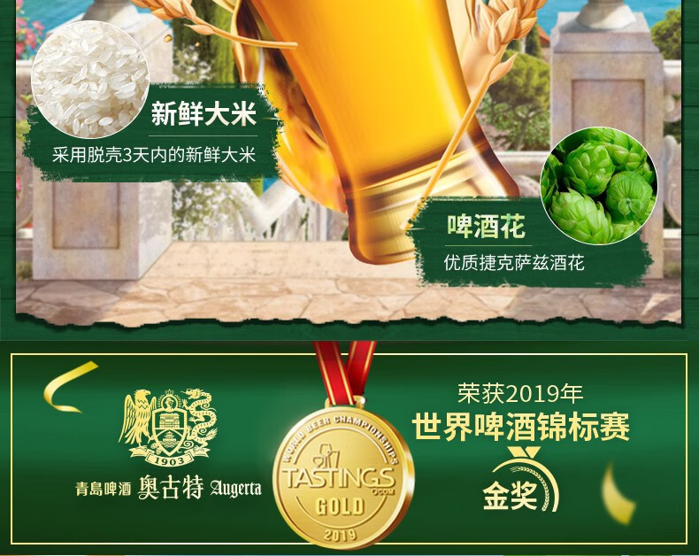 青岛啤酒（TSINGTAO）奥古特12度500ml*12罐啤