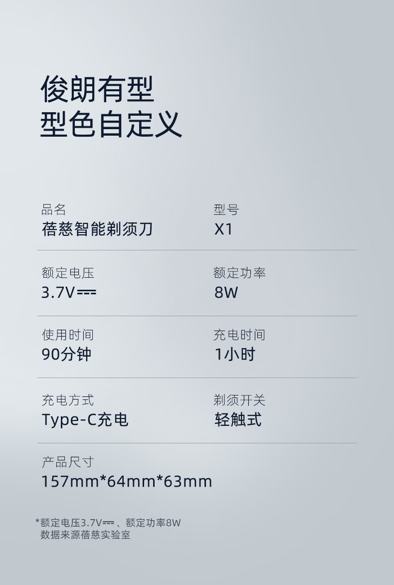 蓓慈（Beici）剃须刀 电动剃须刀 全身水洗智能刮胡刀 充电式 三刀头浮动贴面 男士胡须刀送礼物 X1（静夜黑）