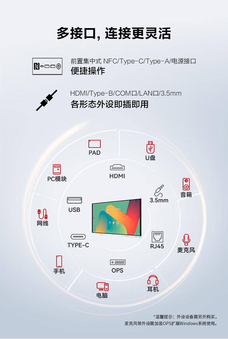 华为 会议平板Ideahub Board 2 65英寸企业视频会议一体Ideahub Board 2 65+落地支架+投屏器+遥控器+书写笔