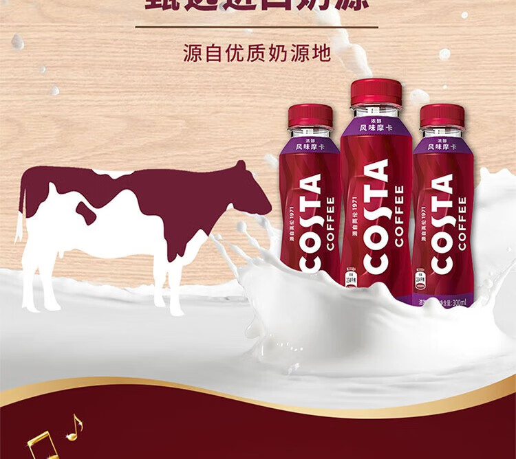 COSTA 摩卡咖啡 浓咖啡饮料 300ml*15瓶 整箱装 新老包装随机发