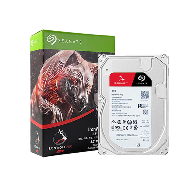 希捷(SEAGATE)NAS硬盘 4TB 256MB 7200转 CMR垂直 网络存储 SATA 数据恢复服务酷狼PRO ST4000NE001