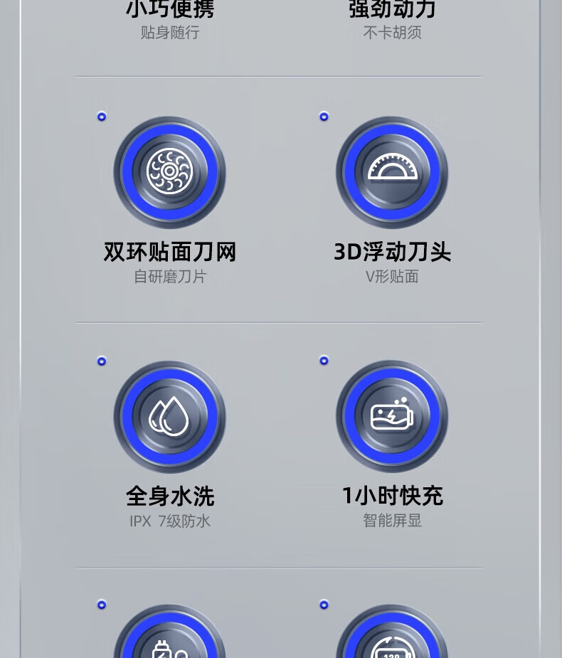 蓓慈（Beici）电动剃须刀便携式全身水洗迷你智能液晶显示出差刮胡刀双刀头胡须刀礼盒装送男友 XS1极地黑
