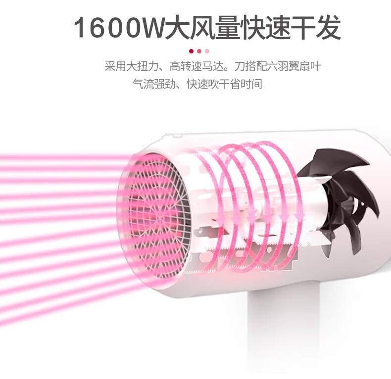 超人（SID） 电吹风冷热风发廊理发店学生宿舍负离子吹风筒 1600W 负离子 3档温度2档风速 RD1611