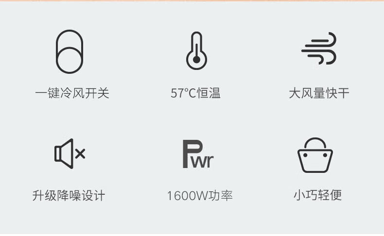 超人（SID） 吹风机家用电吹风宿舍小型便携1600w小功率 粉色款 RD1651