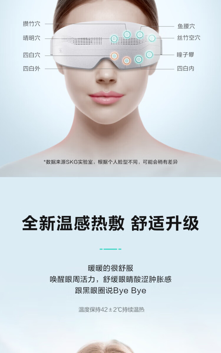 SKG眼部按摩仪 热敷眼部按摩器七夕情人节礼物 E4Pro 睡眠眼罩护眼仪 穴位按摩仪 送礼 生日