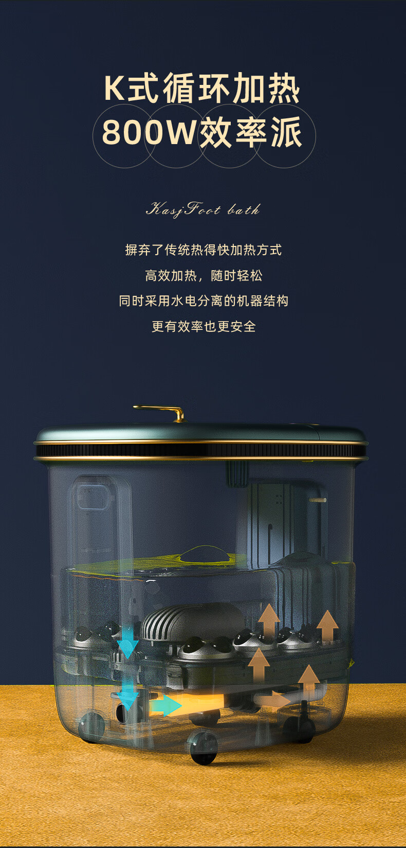 凯诗捷（KASJ）泡脚桶泡脚盆全自动按摩洗脚盆足浴盆加热足浴桶电动洗脚桶足疗盆 Z202 翡翠恋人