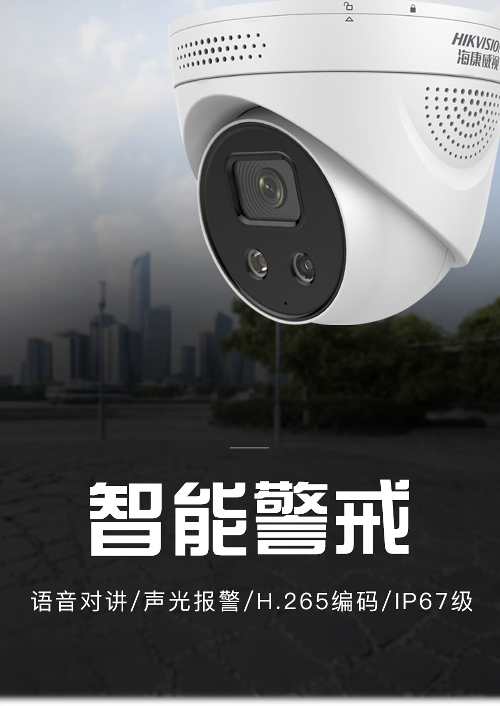 海康威视HIKVISION 监控器星光红外夜视室外室内警戒POE音频报警 可手机远程 DS-2CD3326FWDA3-I  200万 6mm